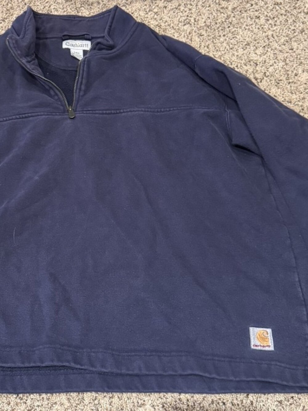 Carhartt K188 Heavyweight Zip Mock Sweatshirt Men’s Large Navy 1/4 Zip Workwear